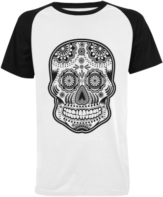 Sugar Skull Men's Raglan T-shirt Big Size (model T11 - Cafepress Skull Throw Pillow (500x500), Png Download