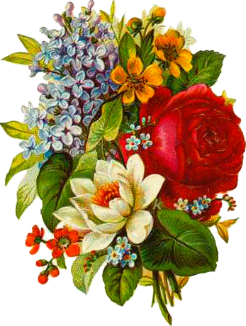 This Counted Cross Stitch Pattern Of A Flower Bouquet - Vintage Flower Bunch (347x460), Png Download