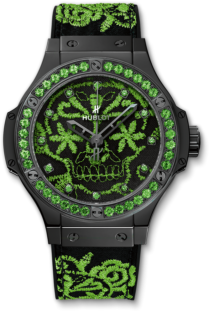 Big Bang Broderie Sugar Skull Fluo Malachite Green (1000x1000), Png Download