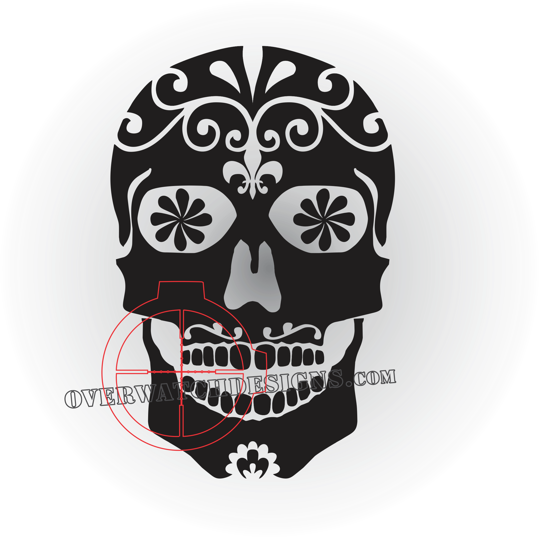 Sugar Skull Sticker - Day Of The Dead Skull Stencil (2401x2393), Png Download