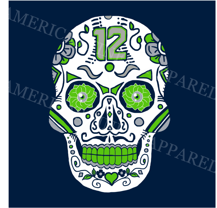 Seattle Sugar Skull - Seattle Seahawks Sugar Skull (1024x1024), Png Download