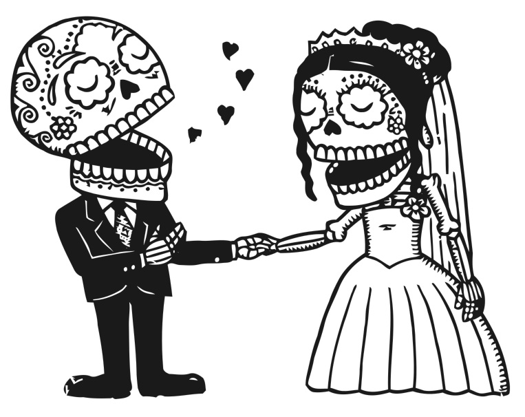 Schedule - Dia De Los Muertos Bride And Groom Drawing (1042x740), Png Download