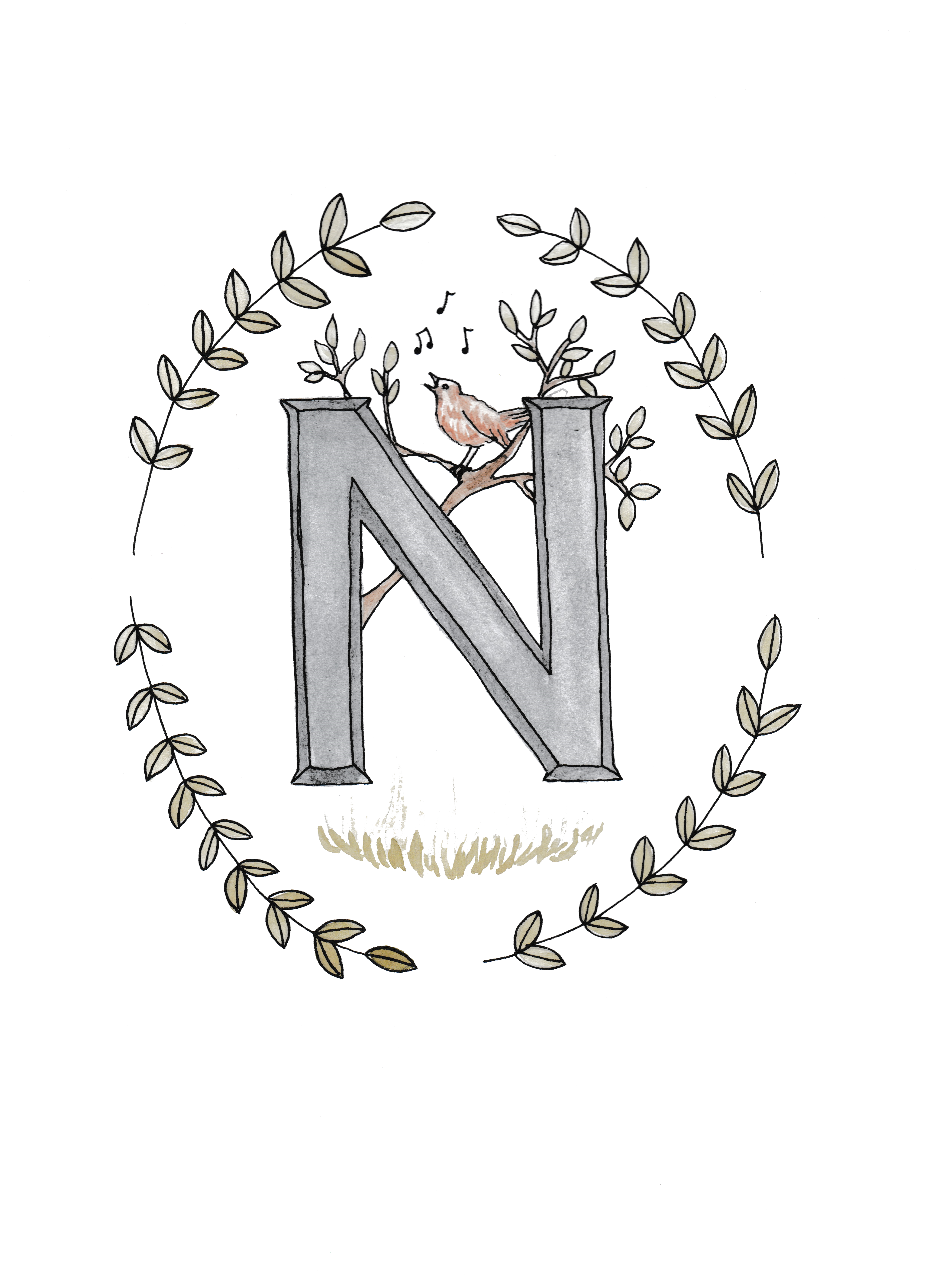 Alphabet Art Print Hand Painted Watercolour Design - Calligraphy (5100x7008), Png Download