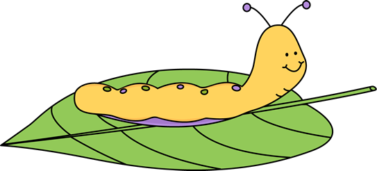 Caterpillar Clip Art - Caterpillar On A Leaf Clipart (543x246), Png Download