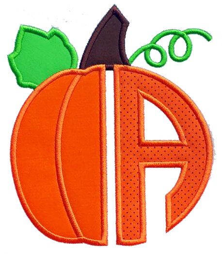Pumpkin Alphabet Applique - Plastic (458x525), Png Download