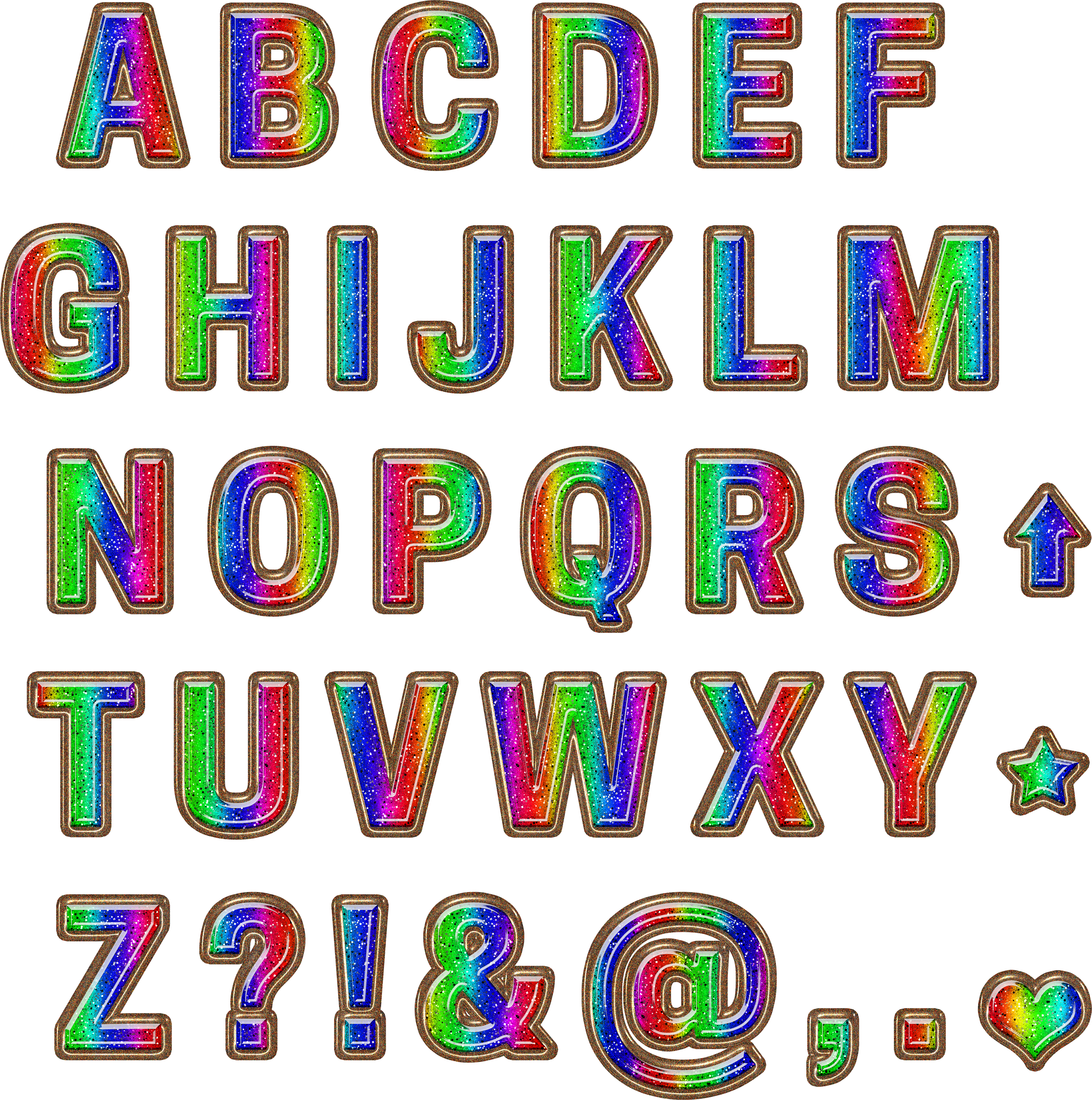 Free Download ~ Glossy Rainbow Glitter Alphabet In (3478x3502), Png Download