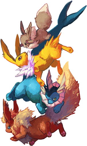 Eevee Family - Eevee Family Art (328x536), Png Download