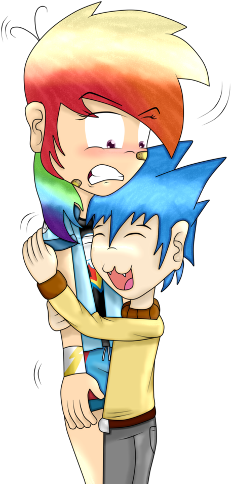 Crossover, Fanboy, Gumball Watterson, Hug, Human, Humanized, - Gumball And Rainbow Dash (774x1032), Png Download