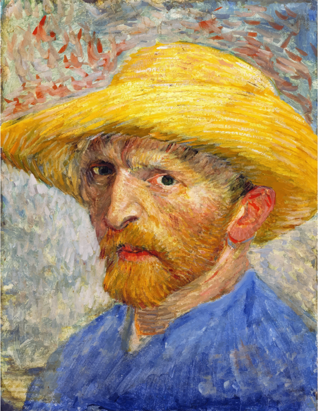 Medium Image - Van Gogh Self Portrait With Straw Hat (620x800), Png Download