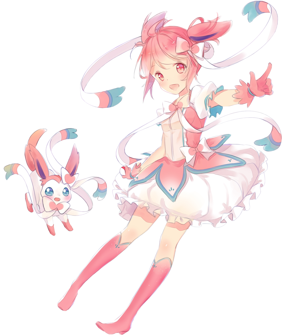 Omg I Love This Modaka Style Sylveon Pokemon Eevee - Madoka Magica Pokemon (1024x1173), Png Download