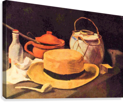 Still Life With Pipe And Straw Hat By Van Gogh Canvas - Vincent Van Gogh Still Life 1885 (428x353), Png Download