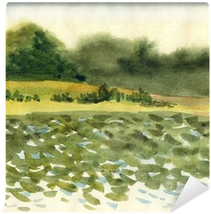 Trees Near The Lake Wall Mural • Pixers® • We Live - Watercolor Painting (400x400), Png Download