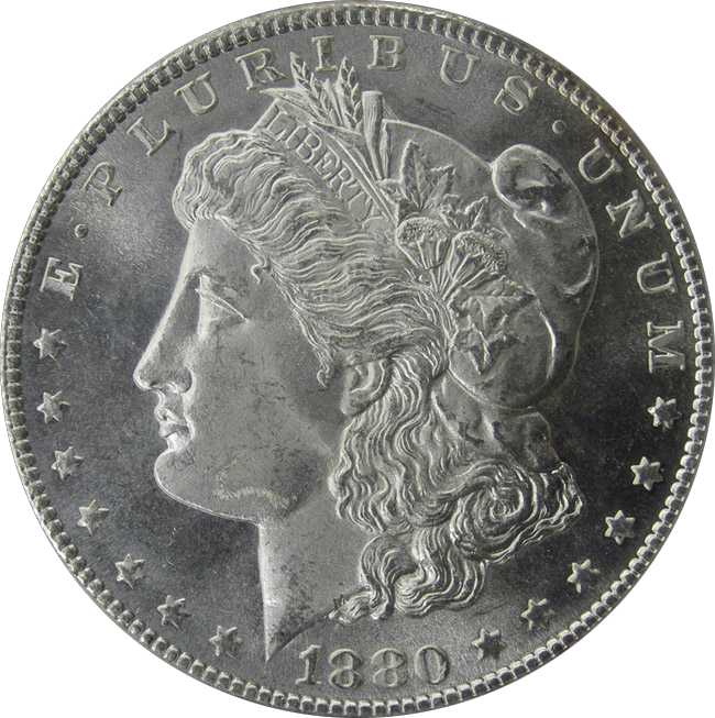 Morgan Dollar 1880s Obverse - Estados Unidos Mexicanos 1947 Coin (650x653), Png Download