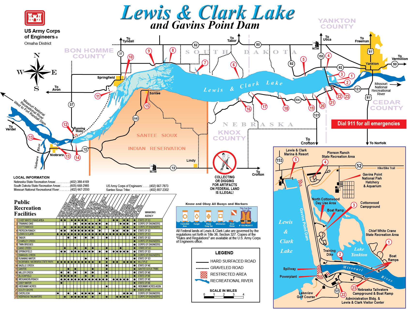 File - Lewisclarklakemap - United States Army Corps Of Engineers (1686x1277), Png Download