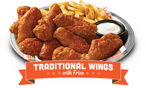 Boneless Wings With Fries - Wings And Fries Png (500x303), Png Download