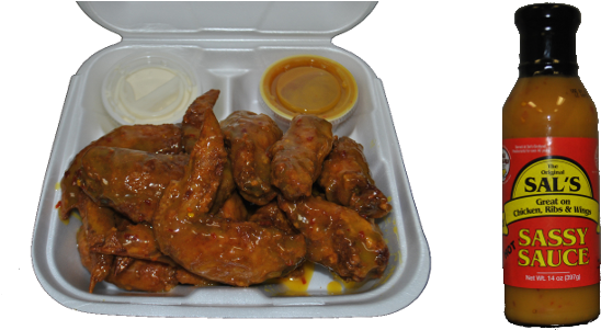 Sal's Chicken Wings - Sal's-hot Sal's Sassy Sauce (1000x300), Png Download