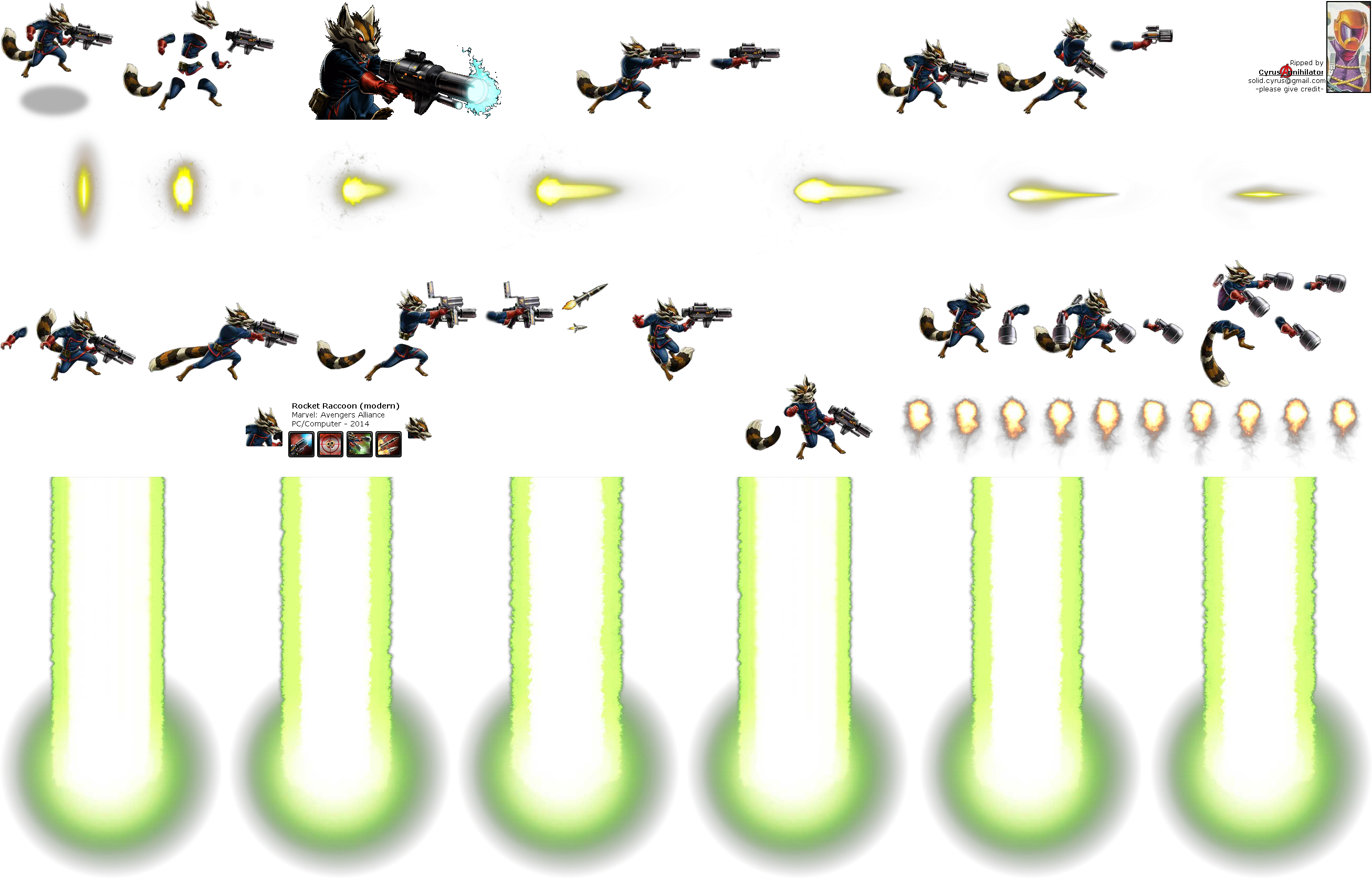 Click To View Full Size - Rocket Raccoon Sprite Sheet (2620x1680), Png Download