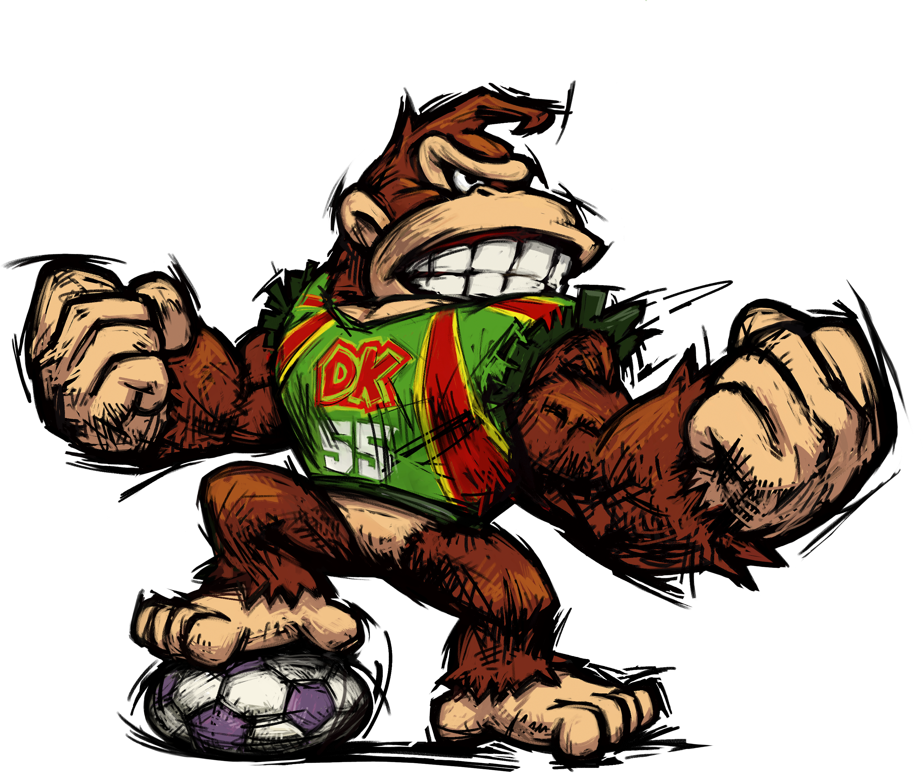 Mario Strikers Charged - Donkey Kong Mario Strikers Charged (3084x2584), Png Download