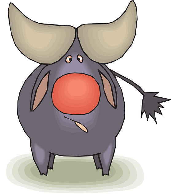 Cartoon, Bull, Cute, Horns, Animal, Tail, Confused - Gambar Kartun Kerbau Lucu (557x640), Png Download