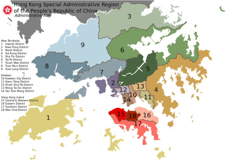 Map Of Hong Kong 18 Districts Hong Kong Map Free Transparent Png