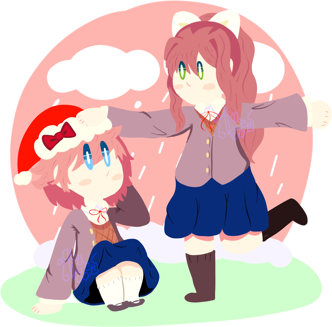 Dreams Of Love And Holidays - Ddlc Monika And Sayori (1280x1280), Png Download