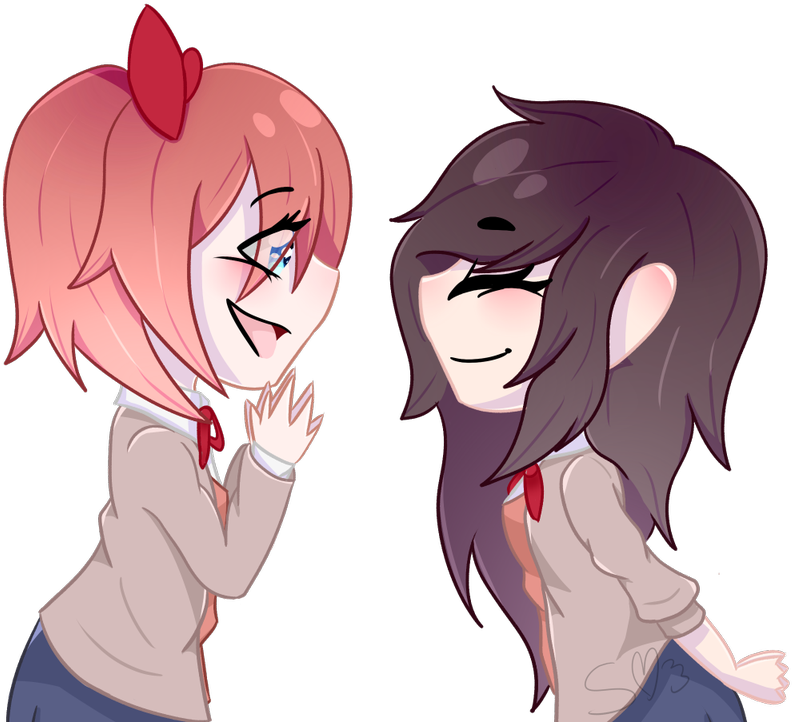 Sayori And Me X3 - Twitter (1200x800), Png Download
