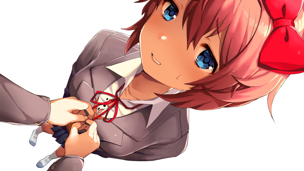 Sayori Ribbon Tying Scene Render By Erzajuliarinne-dc5usud - Sayori Render (1024x576), Png Download