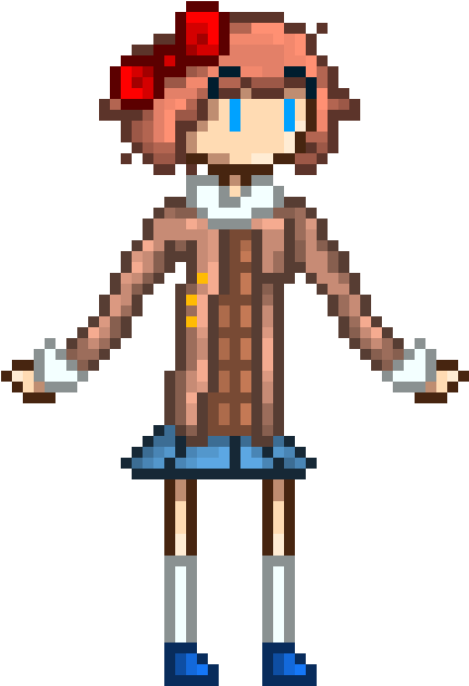 Sayori Pixil - Pixel Art (450x660), Png Download