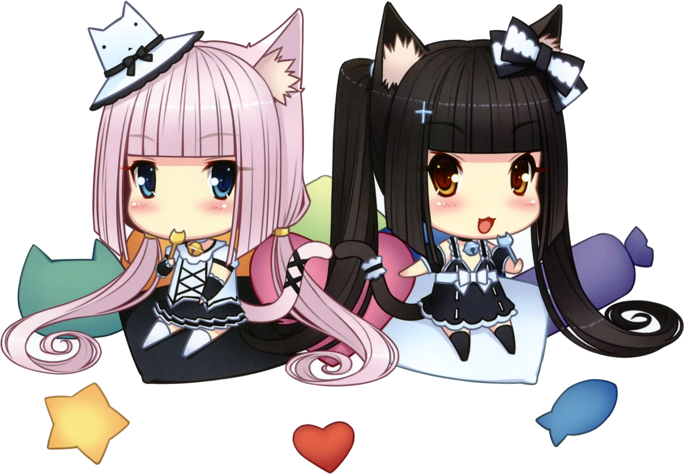 Sayori Chocolat Vanilla Animal Ears Nekomimi Transparent (2349x1638), Png Download