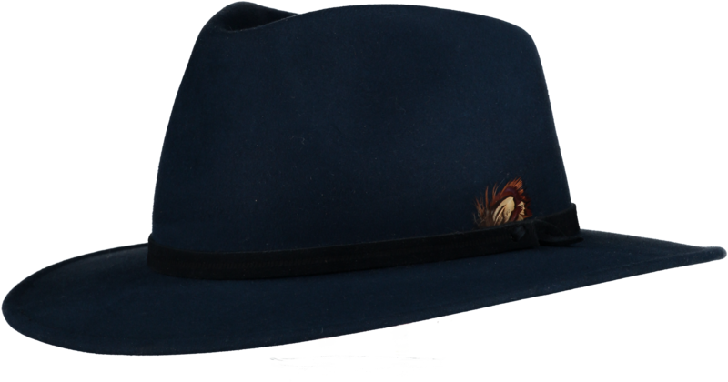 Blue Fur Felt Fedora - Hat (800x420), Png Download