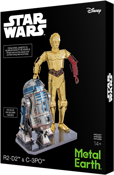 Metal Earth Girt Box Sets - C3po And R2d2 Metal Earth (405x600), Png Download
