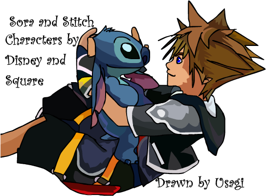 And Stitch By Usagi Zakura On Deviantart - Kingdom Hearts Sora Stich (550x400), Png Download