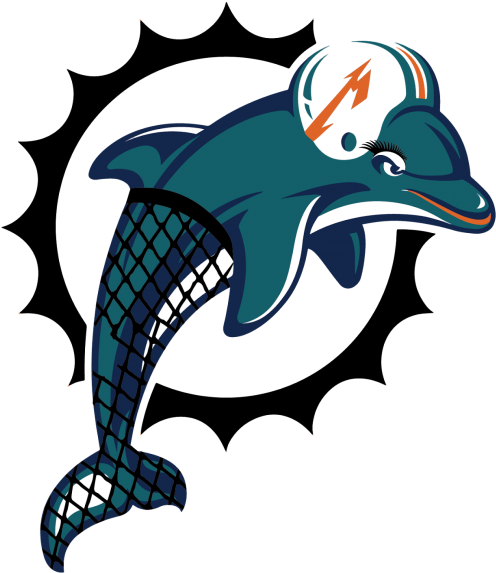 Iron On Stickers - Retro Miami Dolphins Logo (650x650), Png Download