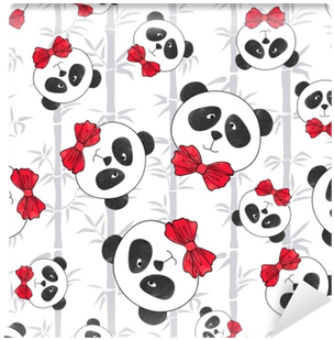 Seamless Pattern With Panda And Bamboo - Vector Graphics (400x400), Png Download