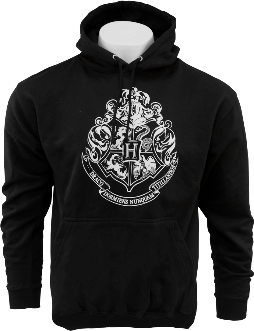 Black Hogwarts Crest Hooded Jumper001 V=1533569174 - Harry Potter Crest Light Black / Gold (1055x1200), Png Download