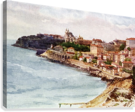 Monte Carlo And Monaco From The East - Monte Carlo And Monaco From The East. Colour Illustration (429x358), Png Download