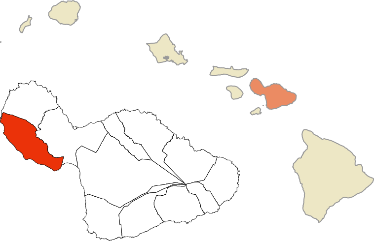 Historic Mokus Of Maui Map - Hawaii Islands (758x490), Png Download