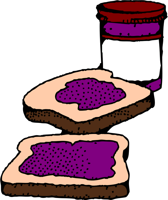 Color Peanut Butter And Jelly Sandwiches - Jelly Clipart (672x800), Png Download