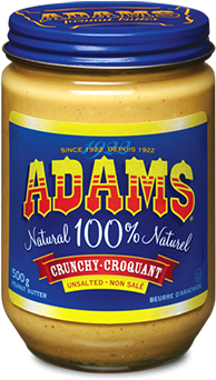 Adams® 100% Natural Crunchy Unsalted Peanut Butter - Adams Natural Unsalted Creamy Peanut Butter (566x406), Png Download