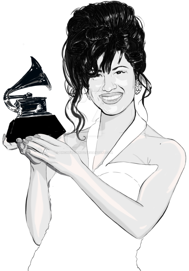 Selena Quintanilla Perez Accepting Her Grammy By Pinchealvarito - Selena Quintanilla Cartoon Drawing (774x1032), Png Download