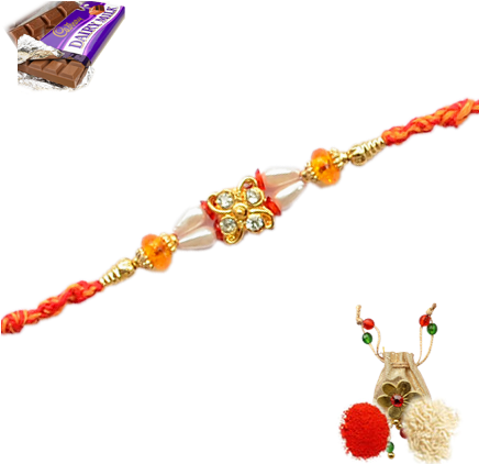 Designer Trendy Rakhi Made Of Imitation Stones And - Designs Of Handmade Rakhi (435x435), Png Download