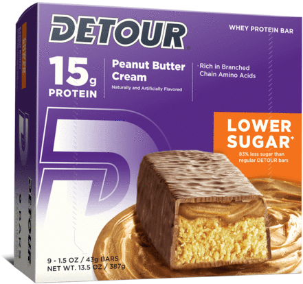 Peanut Butter Cream - Detour Bars Lower Sugar Protein Bars (box (480x480), Png Download