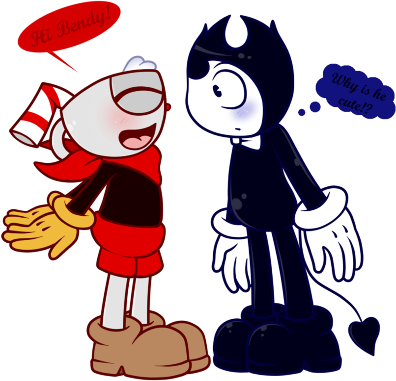 Clip Art Freeuse Library Read Desc Cute Stare Bendystraw - Bendy Adorable Y Cuphead (946x844), Png Download