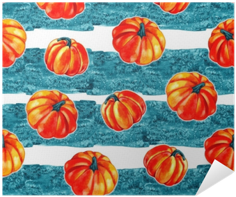 Artistic Seamless Halloween Pattern Design - Watercolor Pumpkin Background (400x400), Png Download