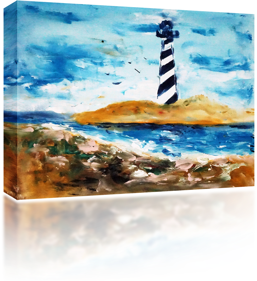 Sunny Lighthouse - Painting (1024x1024), Png Download