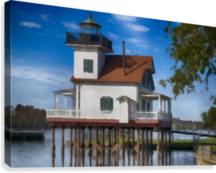 Roanoke River Lighthouse North Carolina Canvas Print - North Carolina (429x344), Png Download