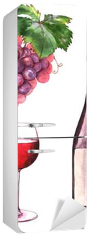 Hand-drawn Watercolor Illustration Of The Wine Bottle, - Grape (400x400), Png Download
