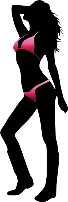 Sexy Women Posing In Bikini Silhouette - Woman Bikini Silhouette Png (374x690), Png Download