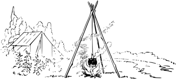 Drawing Made Easy - Campfire Outline (669x340), Png Download