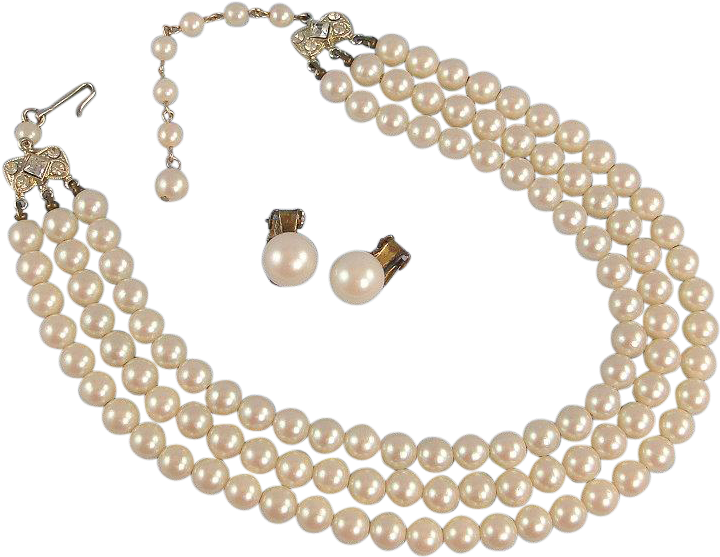 Unique Faux Pearls Necklace - 3 Strand Pearl Necklace (719x719), Png Download